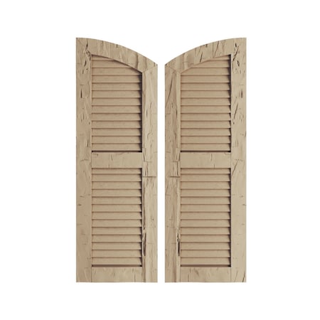 Timberthane Hand Hewn 2 Equal Louver W/Elliptical Top Faux Wood Shutters, 12W X 88H (84 Low Side)